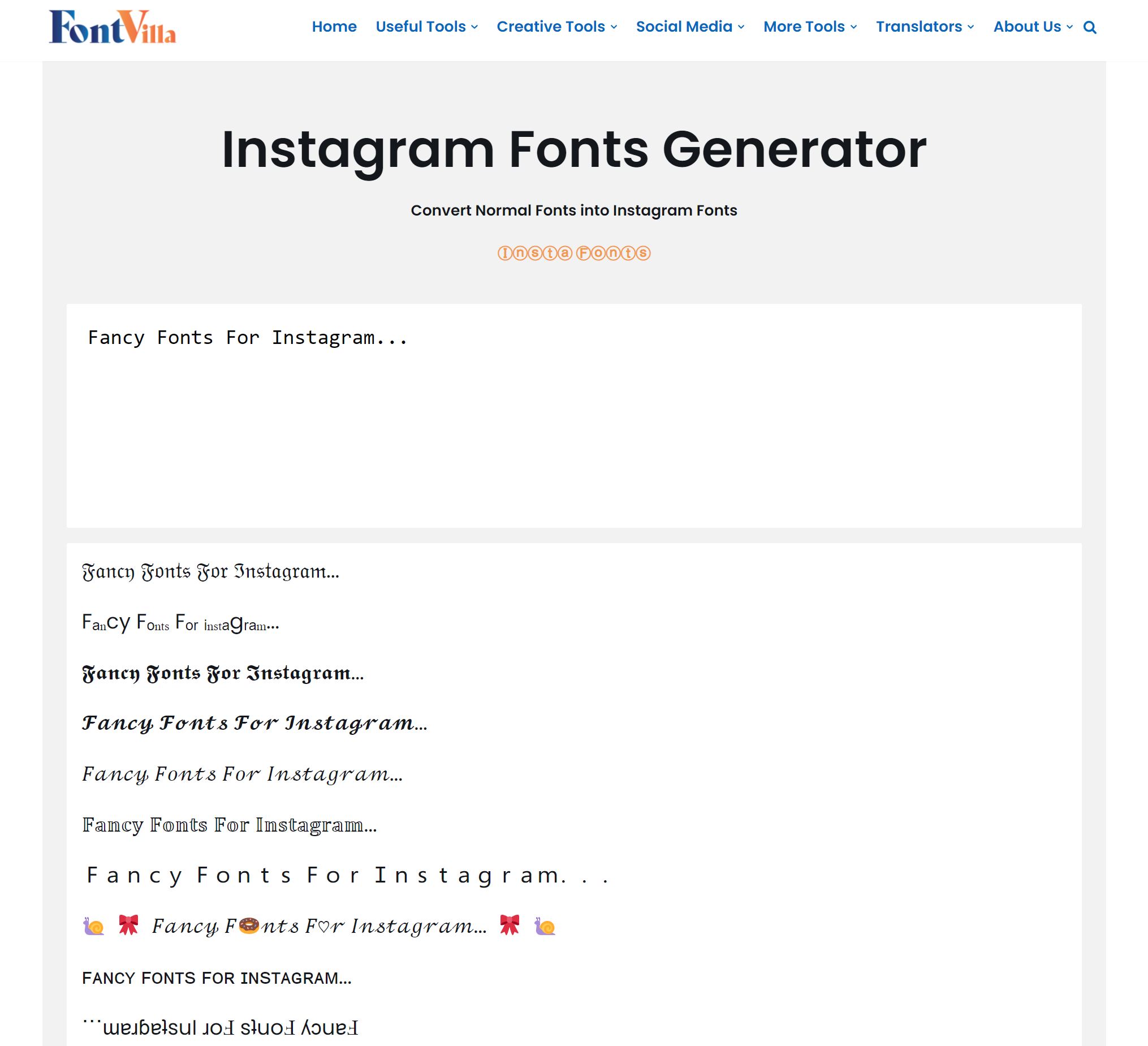 Instagram Free Fonts Generator