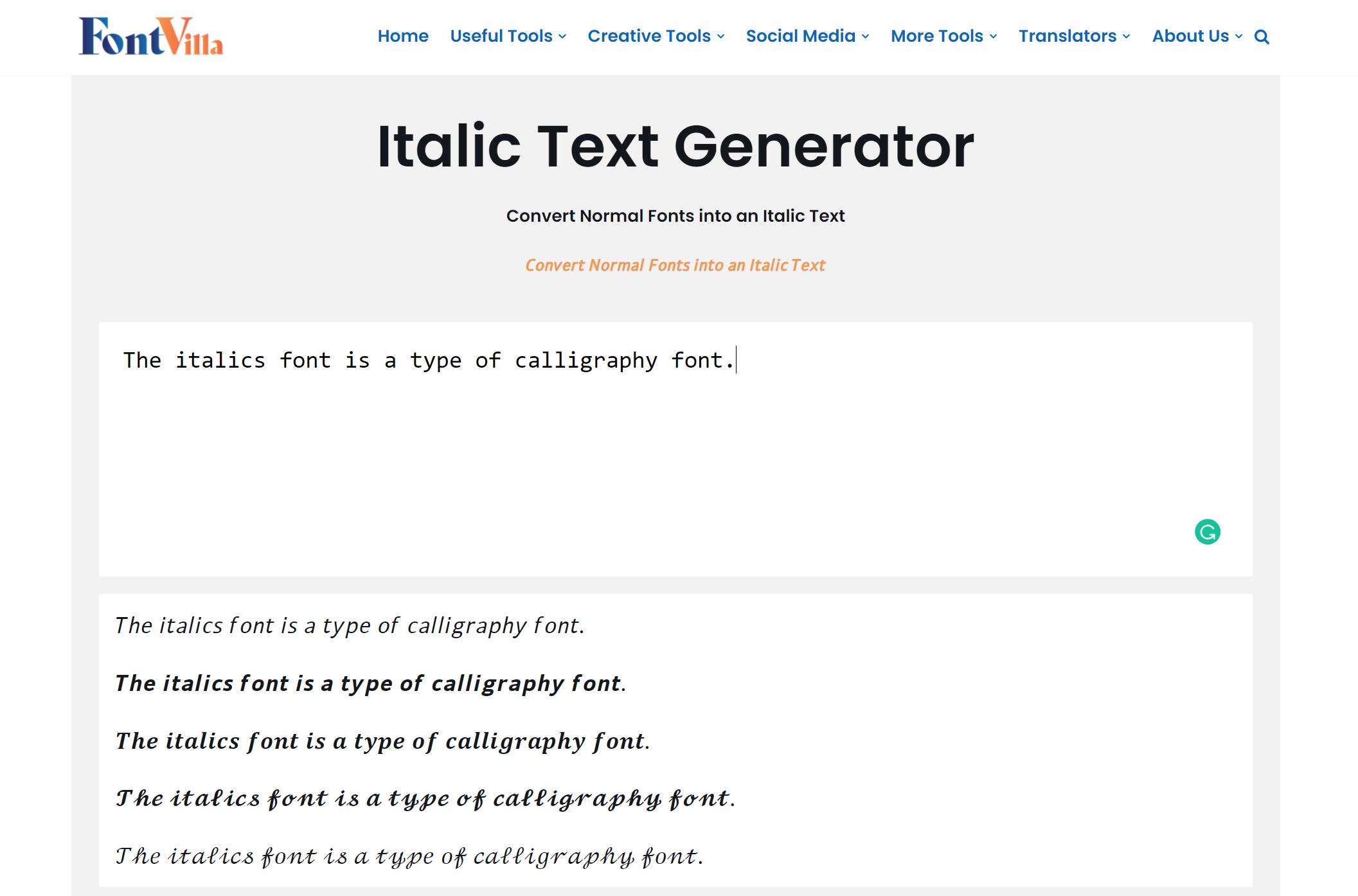 Italic Text Generator [𝒥𝓊𝓈𝓉 𝑪𝒐𝒑𝒚 𝑷𝒂𝒔𝒕𝒆] - FontVilla.com