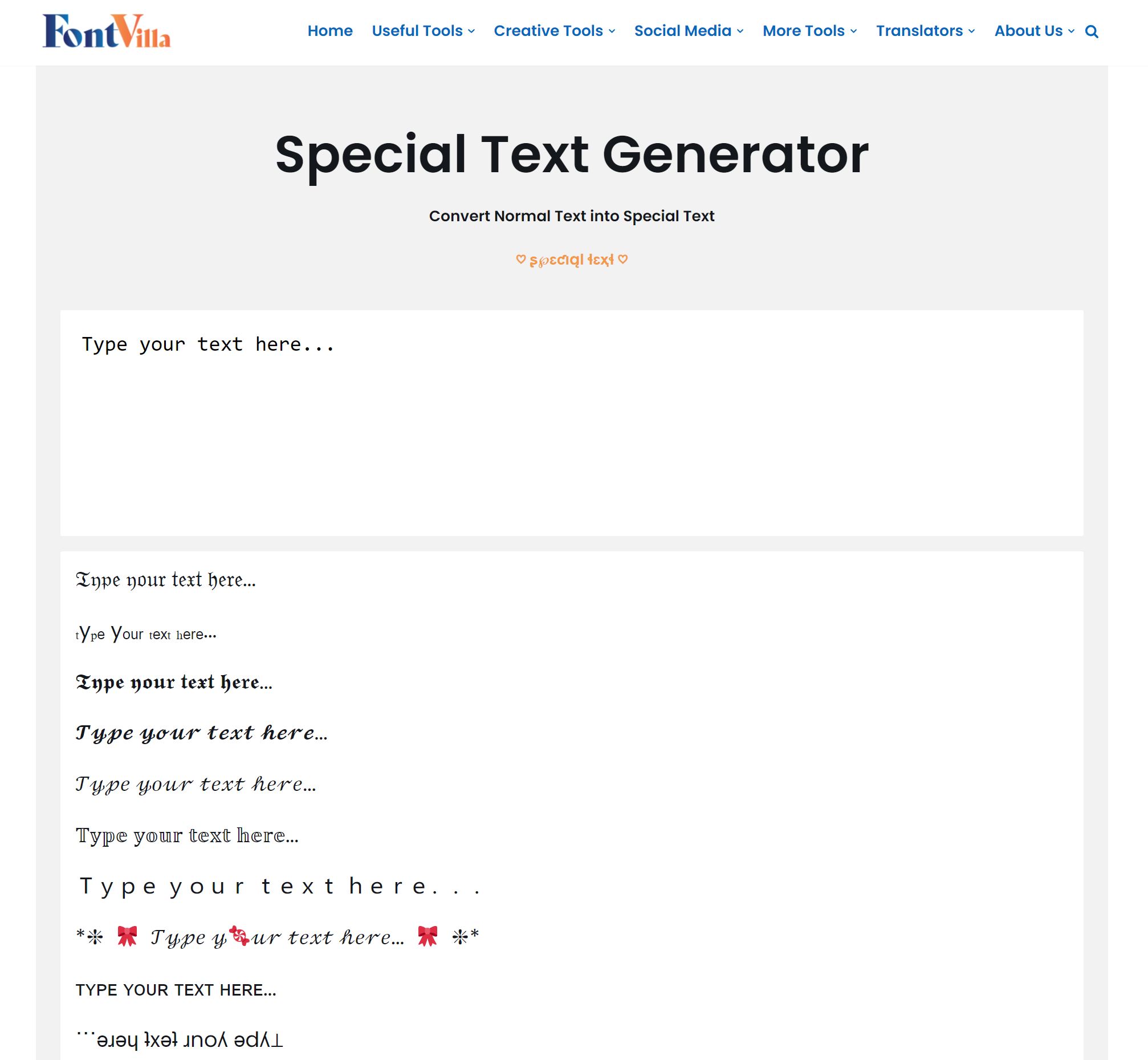 Special Text Generator [𝕮𝖔𝖕𝖞 & ♥ - FontVilla