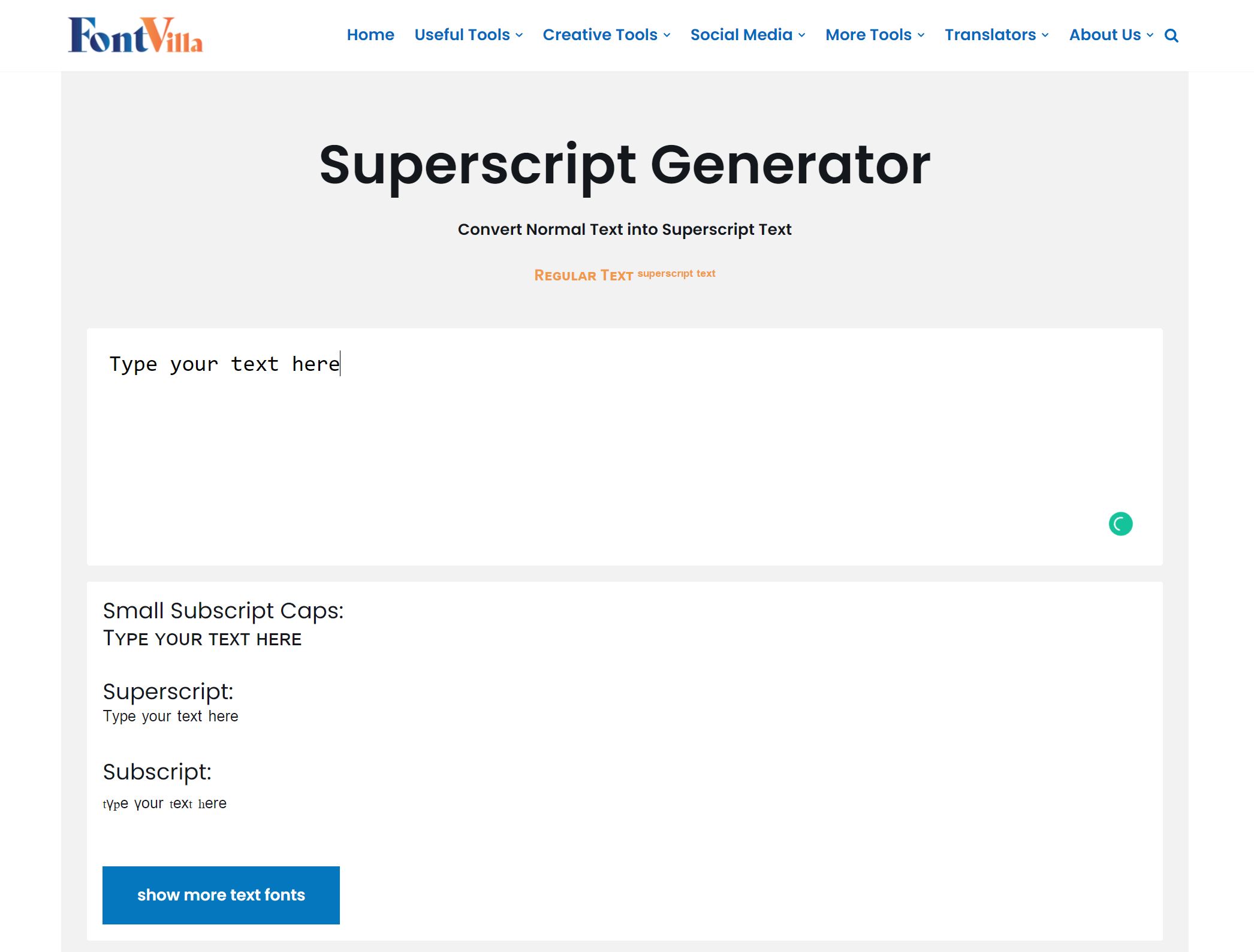 Superscript text generator
