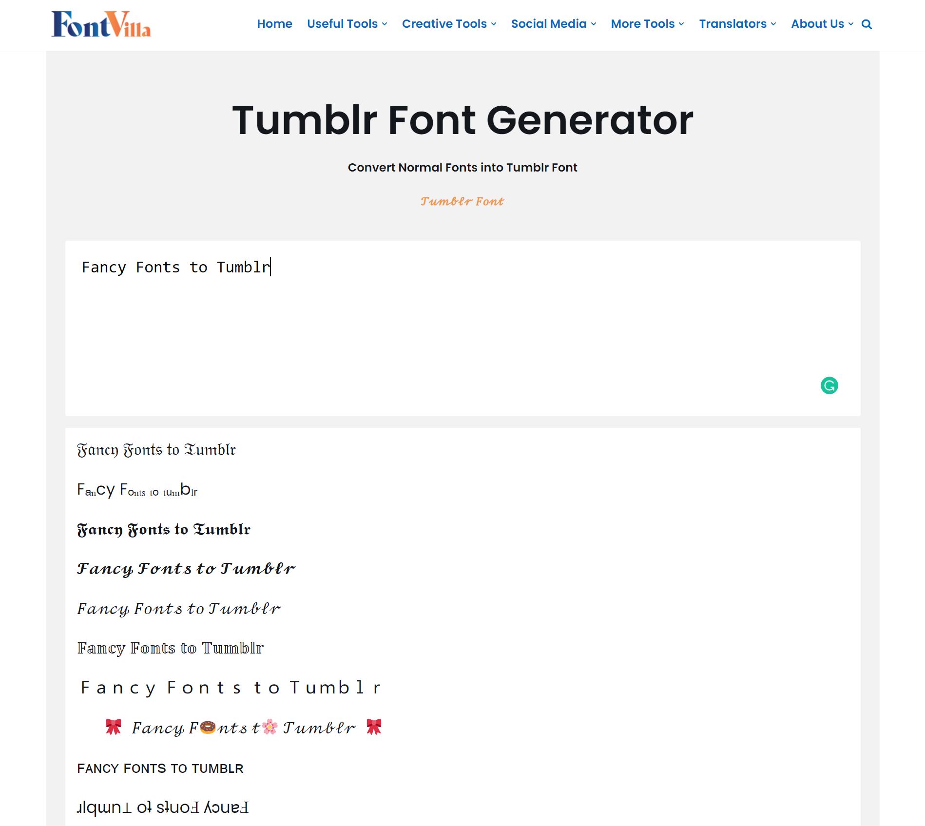 Tumblr font generator